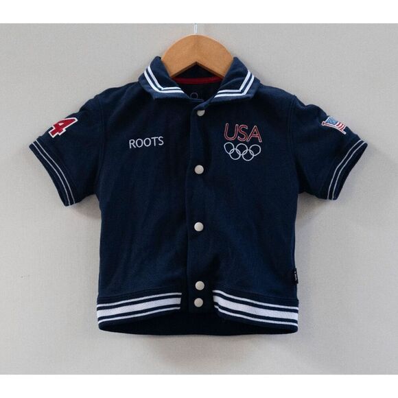 Roots USA Olympic United States Snap Warmup Track Jacket Navy Blue Size XL - Picture 1 of 6
